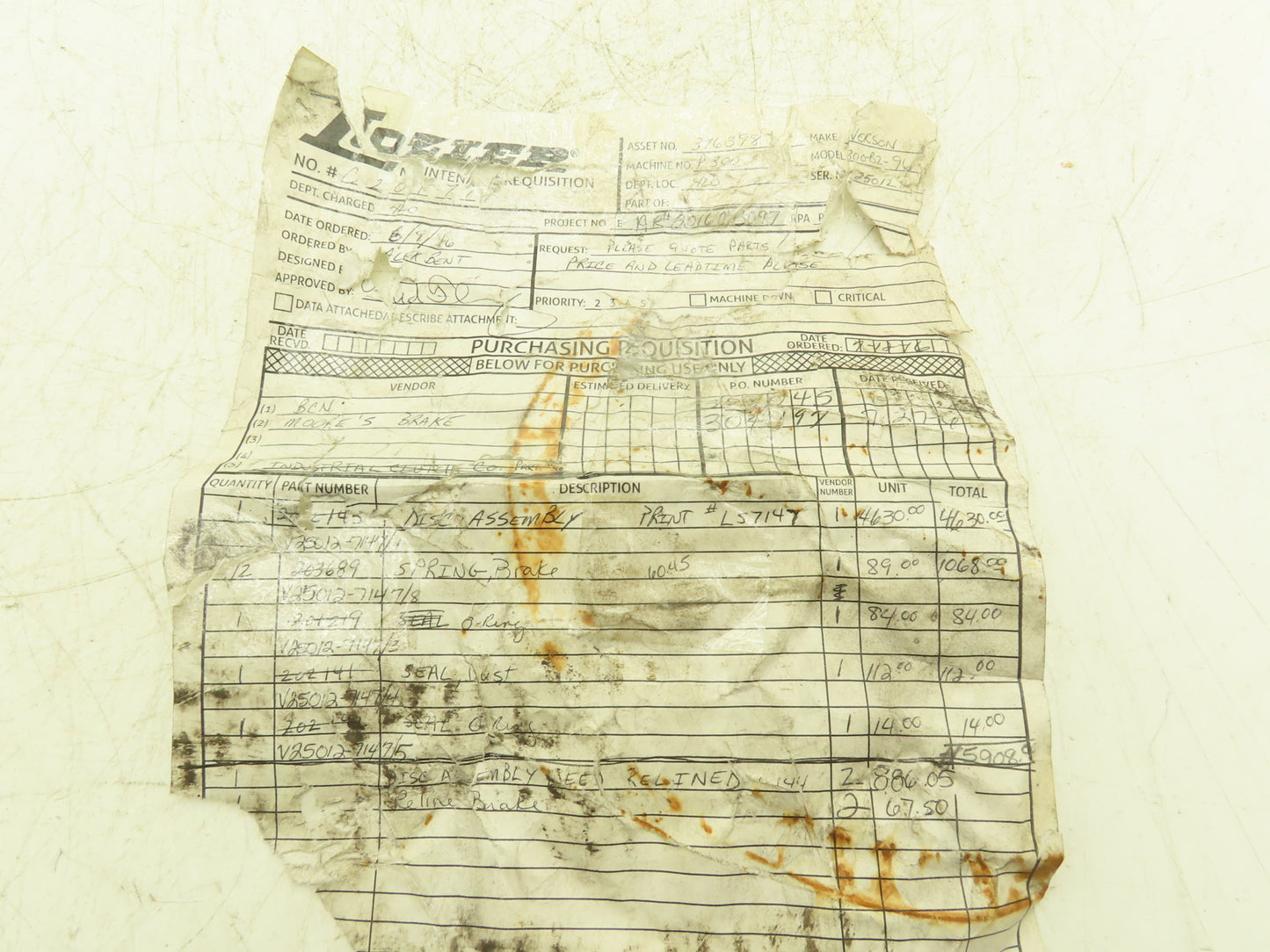 Verson 300-B2-96 300-Ton Punch Press Pneumatic Clutch Brake 24"OD Spring Set