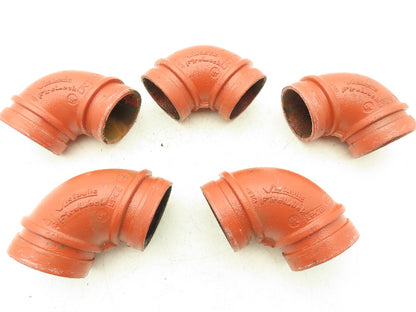 Victaulic No.001 Firelock 2-1/2" Grooved Pipe Fitting 90° Short Elbow Lot of 5
