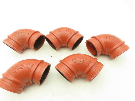 Victaulic No.001 Firelock 2-1/2" Grooved Pipe Fitting 90° Short Elbow Lot of 5