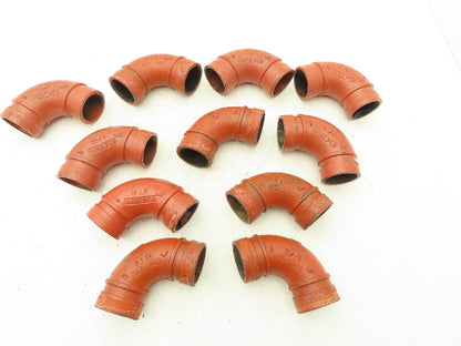 Victaulic No.10 Firelock 1-1/2" Grooved Pipe Fitting 90° Elbow Lot of 11