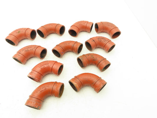 Victaulic No.10 Firelock 1-1/2" Grooved Pipe Fitting 90° Elbow Lot of 11