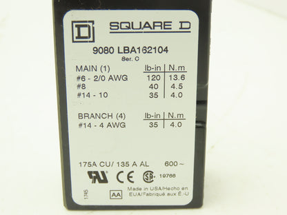 Square D 9080LBA162104 Power Distribution Terminal Block 1Pole 600V Lot of 5