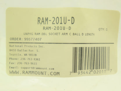 Ram Mounts RAM-201U-D Double Socket Arm Size C Long