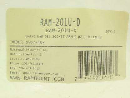 Ram Mounts RAM-201U-D Double Socket Arm Size C Long
