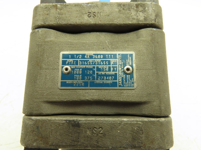 Jamesbury 4A 3600 1-1/2" Ball Valve PTFE Seat CF8M 1200psi 3-Piece