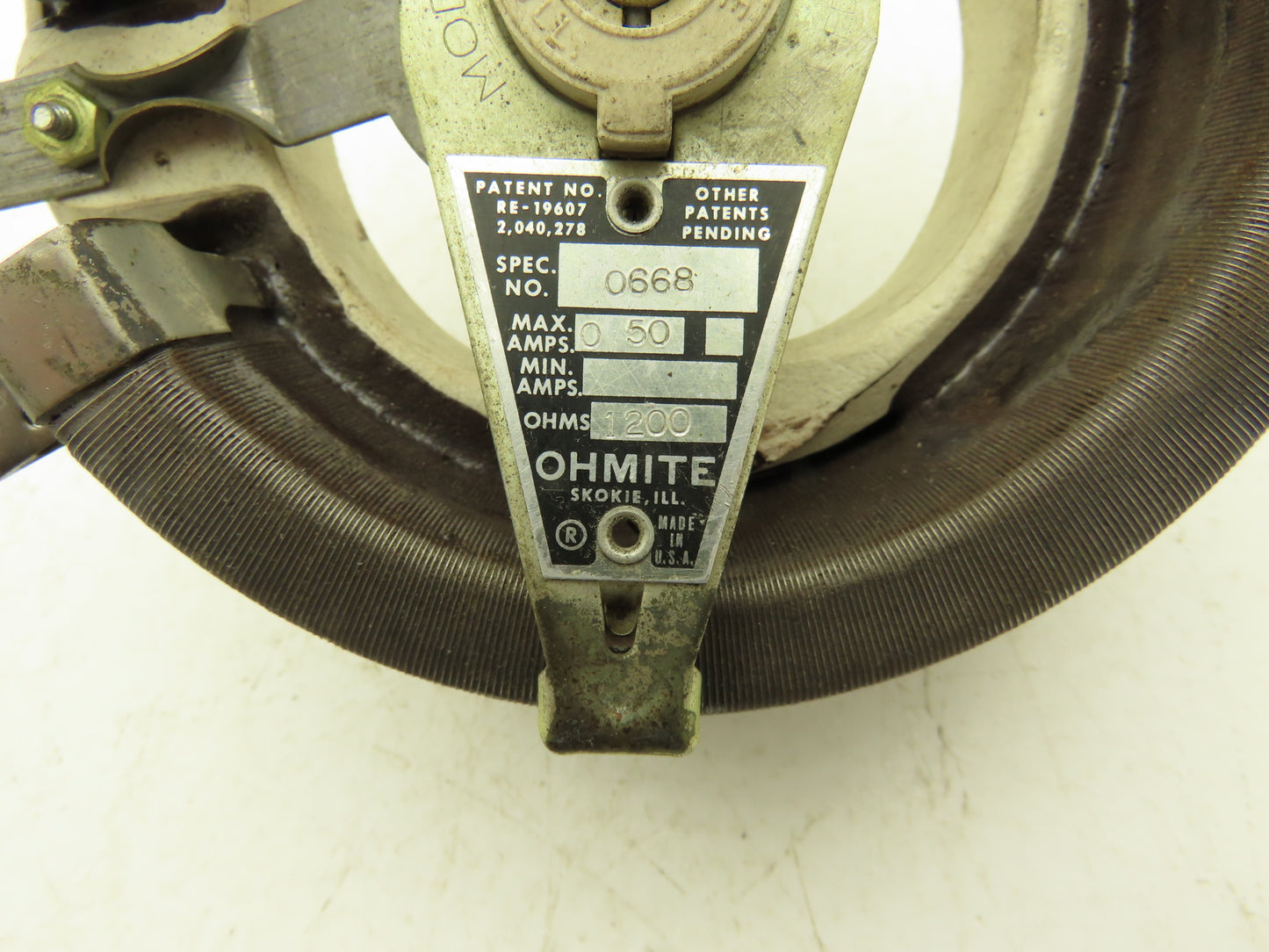 Ohmite 0668 Rheostat Potentiometer Wirewound Resistor 1200 Ohms 6"OD