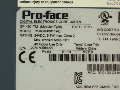 Pro-face PFXGM4301TAD HMI Color Touch Screen Panel Cracked Plastic Read Desc.