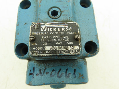 Vickers FCG 06 B2 10 Pressure Control Valve 125-500psi Range