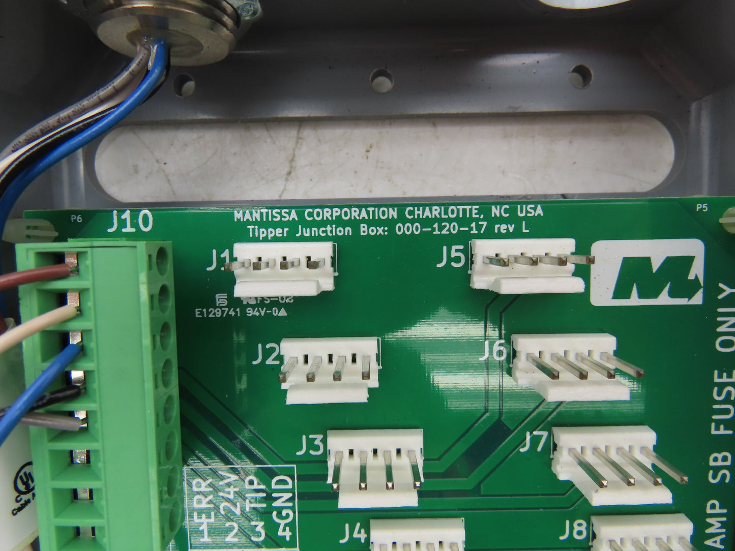 Mantissa Conveyor 000-120-17 Control Board Junction Box Package Tipper Lot of 2