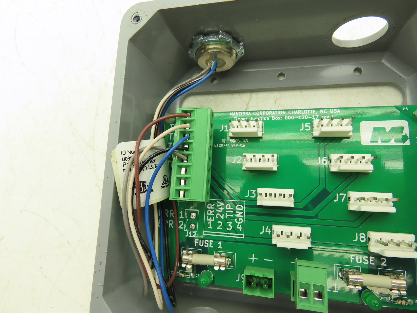 Mantissa Conveyor 000-120-17 Control Board Junction Box Package Tipper Lot of 2