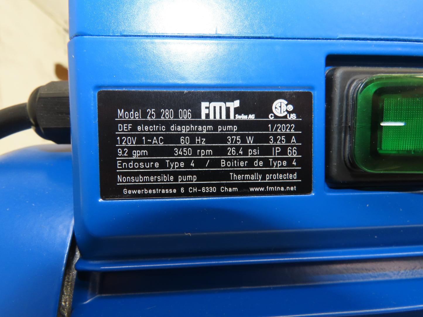 FMTna AC-ZVAUD-GPM DEF Tote Pump Set 9.2 GPM 120V