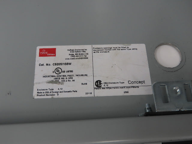 nVent Hoffman CSD20168W Electrical Window-Door Enclosure 20"x16"x8"