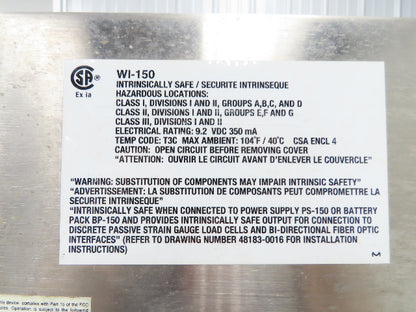 Weigh-Tronix WI-150 Scale With Digital Readout & Battery XP Haz Loc Read Descr