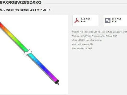 Banner WLS28PXRGBW285DXKQ LED Strip Light Bar IO-Link 285mm 18-30VDC Multi-Color