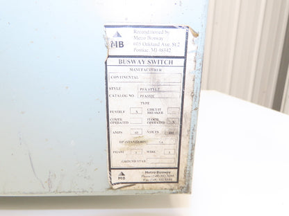 Continental PFA352U FusibleBusway Disconnect Switch