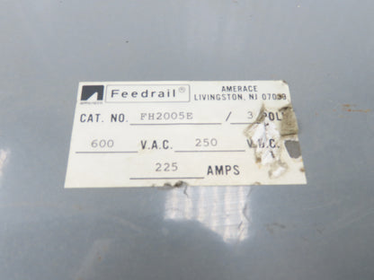 Feedrail FH2005E Trolley Assembly 600VAC 250VDC 225A Collectors Overhead Crane