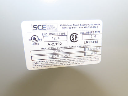 Saginaw SCE-24H2406LP Electrical Enclosure Cabinet 24"x24"x6" Backplate