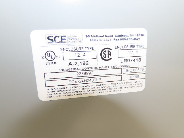 Saginaw SCE-24H2406LP Electrical Enclosure Cabinet 24"x24"x6" Backplate