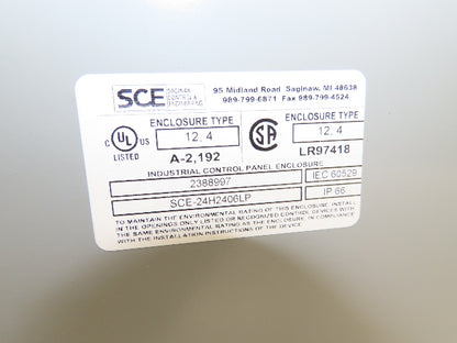 Saginaw SCE-24H2406LP Electrical Enclosure Cabinet 24"x24"x6" Backplate