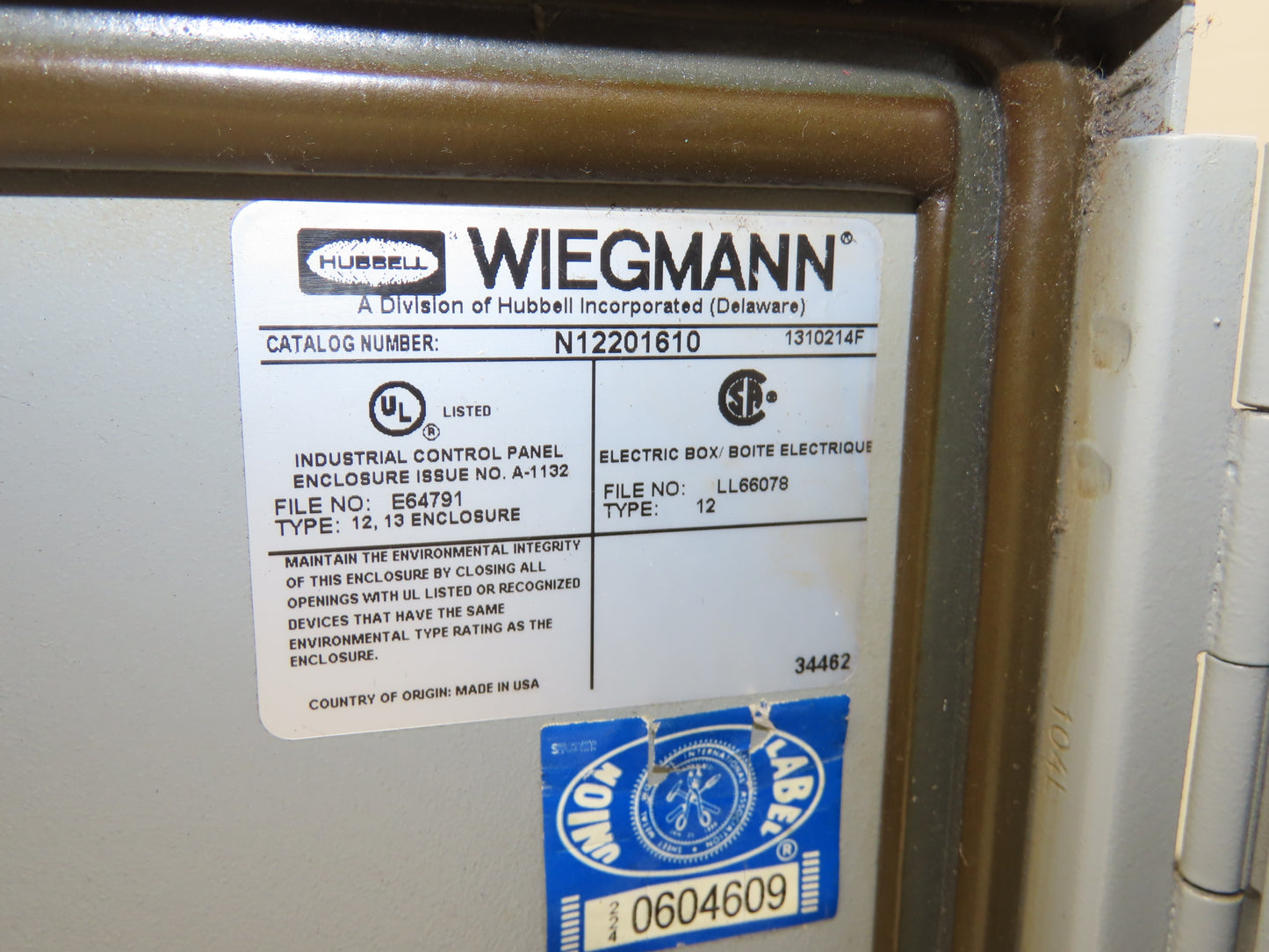 Wiegmann N12201610 Electrical Enclosure Cabinet 20"x16"x10" Backplate