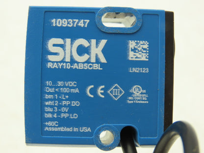 Sick RAY10-AB5CBL Photoeye Sensor Retro-Reflective Reflex Array *Cut Cable*