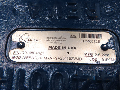 Quincy QSVI-40 Rotary Screw Vacuum Pump 230/460V 40Hp Reman Air End