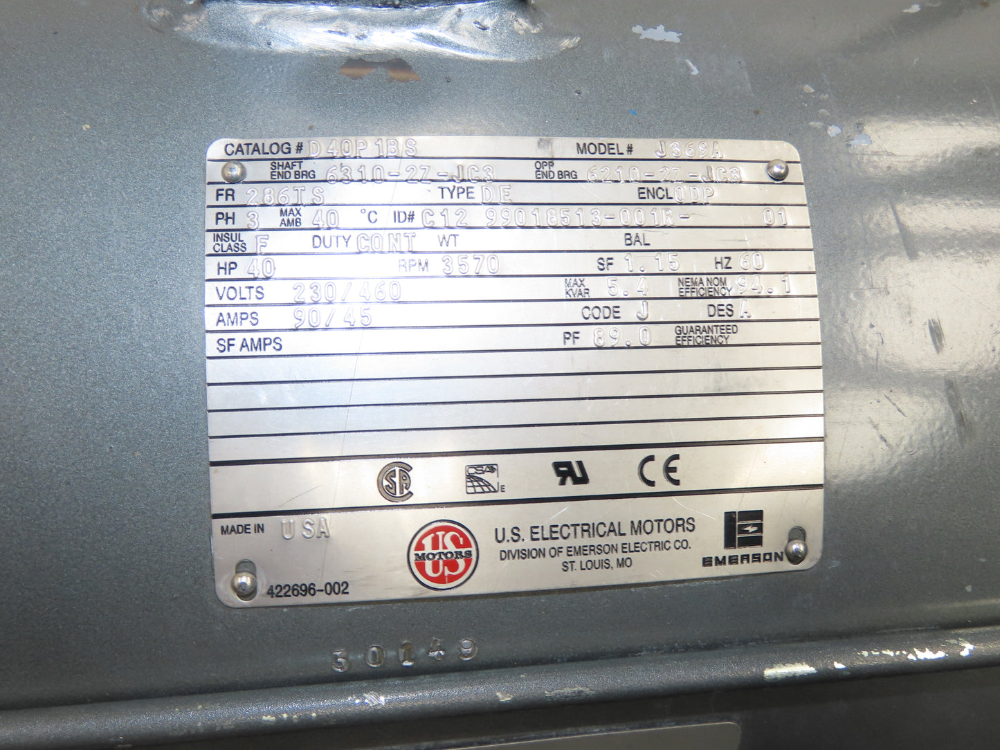 Quincy QSVI-40 Rotary Screw Vacuum Pump 230/460V 40Hp Reman Air End