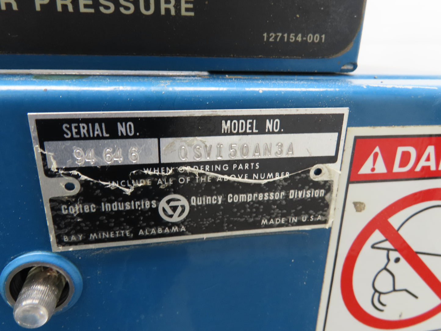 Quincy QSVI50AN3A Rotary Screw Vacuum Pump 230/460V 50Hp Air Compressor 41304h