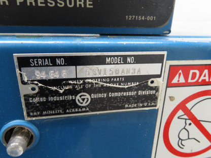 Quincy QSVI50AN3A Rotary Screw Vacuum Pump 230/460V 50Hp Air Compressor 41304h