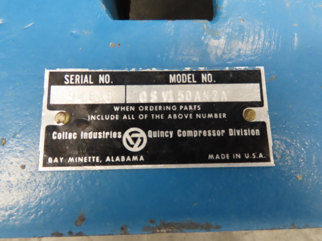 Quincy QSVI50AN3A Rotary Screw Vacuum Pump 230/460V 50Hp Air Compressor 41304h