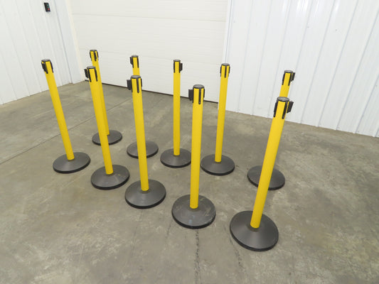Uline H-5097 Yellow Posts 11' Retractable Caution Belt Crowd Control  Lot of 10
