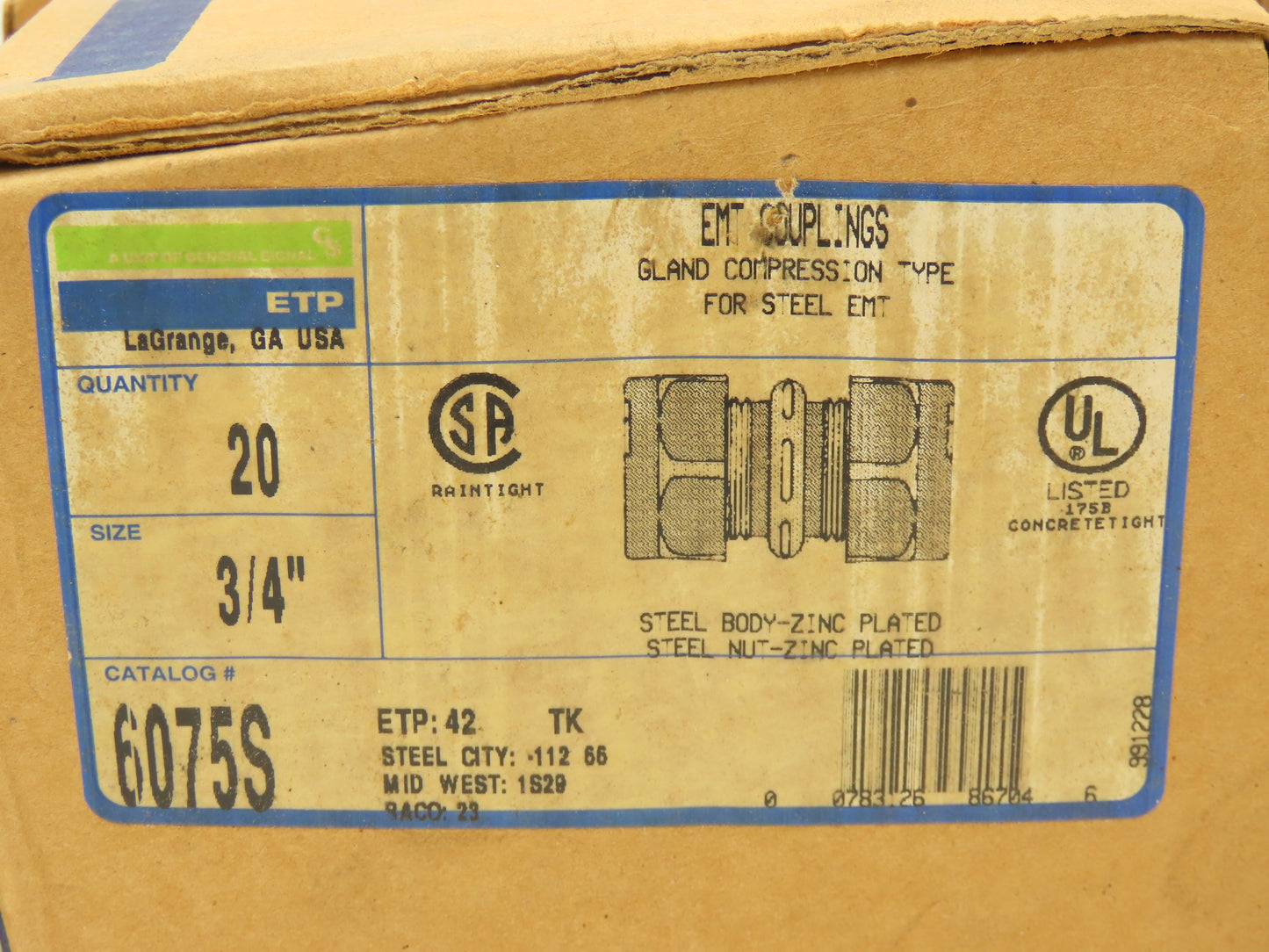 EGS Electrical Steel City 6075S EMT Compression Conduit Fitting 3/4" Lot of 100