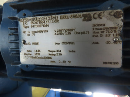 Lewco 25"x 10' Flat/Incline Grip Top Belt Conveyor .75Hp 3PH End Drive 130fpm