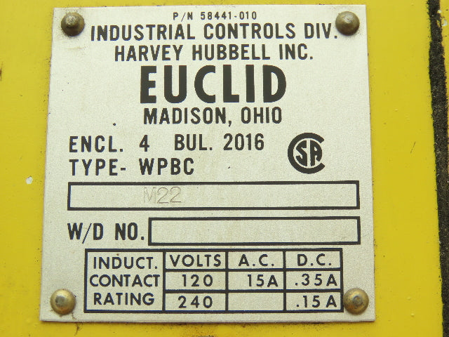 Harvey Hubbell M22 Type WPBC EUCLID Crane Hoist 6-Station Control Pendant VTG