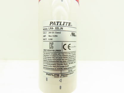 PatLite LR4 02LJN Signal Light Stack Tower Red Amber Green Blue Clear 24V AC/DC