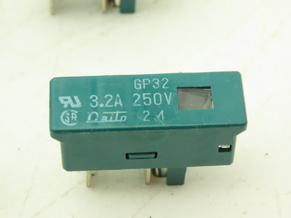 Daito GP32 Alarm Indicating Fuse Green Cartridge 3.2A 250V Lot of 15