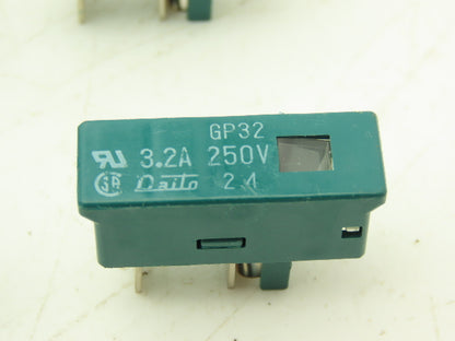 Daito GP32 Alarm Indicating Fuse Green Cartridge 3.2A 250V Lot of 15
