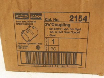 Raco Hubbell 2154 IMC EMT Set Screw Rigid Conduit Coupling  3.5" Lot of 9
