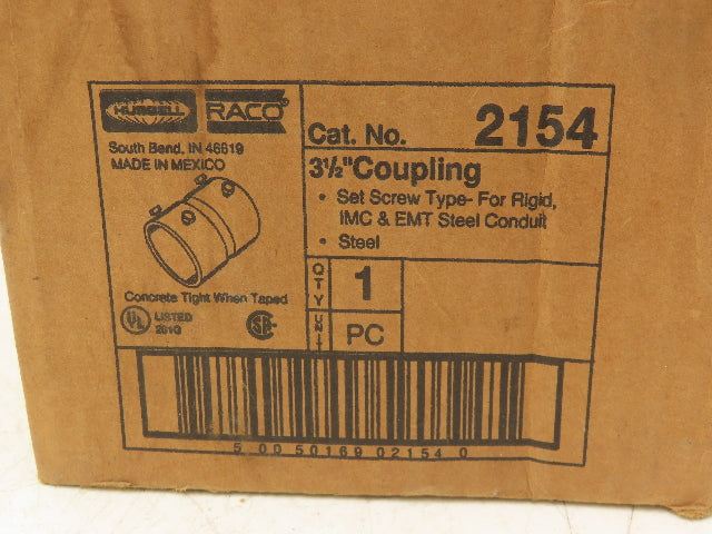 Raco Hubbell 2154 IMC EMT Set Screw Rigid Conduit Coupling  3.5" Lot of 9