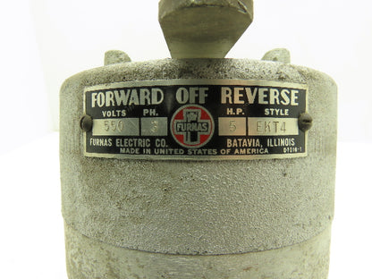 Furnas EKT4 Reversing Manual Drum Switch 3-Pole Reverse/Off/Forward 1" NPT