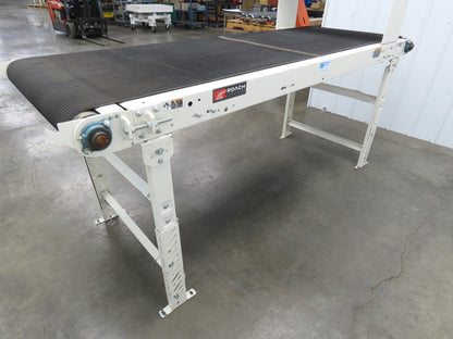 Roach 34"x 8' Slider Bed Grip Top Belt Conveyor .75Hp 3PH End Drive 40fpm