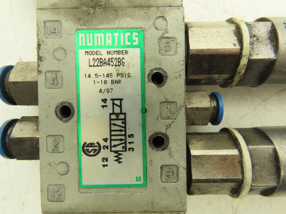Numatics L22BA452BG Pneumatic Air Solenoid Valve 14.5-145psi 24VDC Lot of 2