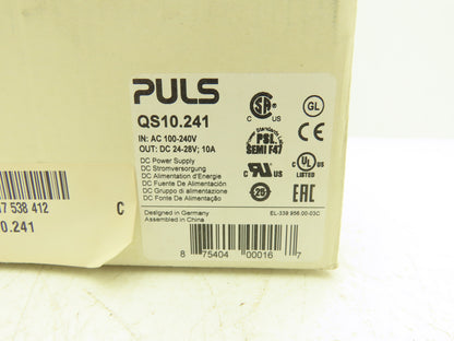 PULS Dimension QS10.241 DC Power Supply 24V 10A Out 100-240V 3PH In