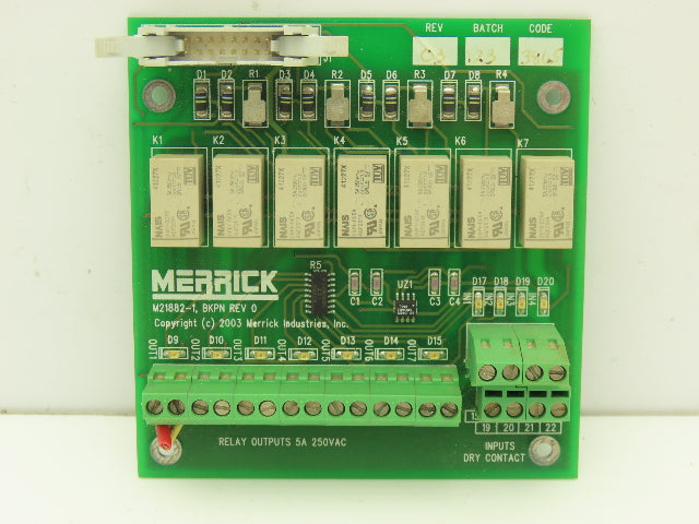 Merrick M21882-1 PCB Control Relay Output Printed Circuit Board Rev 0