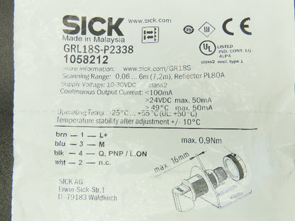 Sick 1058212 Photoelectric retro-reflective sensor M18x1 Mounting Radial Axis