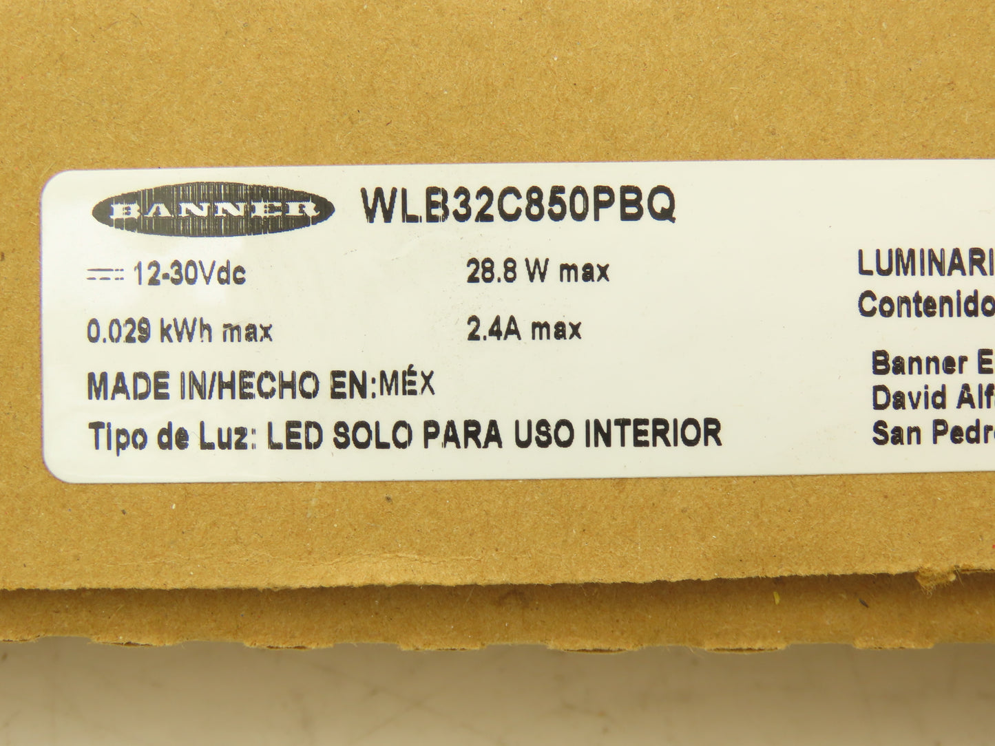Banner WLB32C850PBQ WLB32 Work Light Bar Switched Hi/Low/Off 850mm 12-30VDC