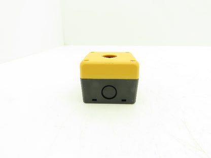 Idec FB1W-111Y XW1E-TV412Q4MR Single Hole Pushbutton Box with Emergency Stop