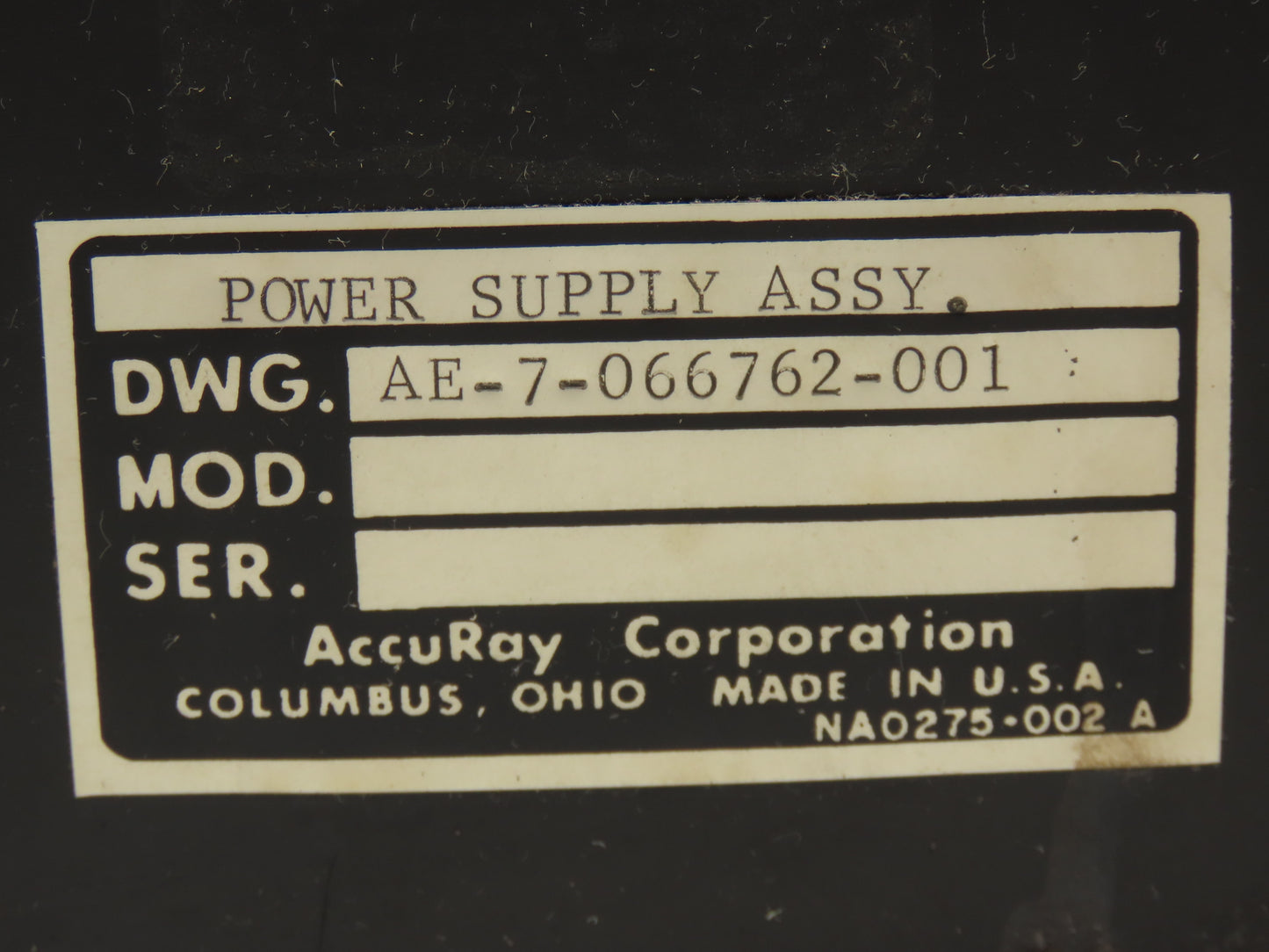 Accuray AE-7-066762-001 Power Supply Unit 115 Input With Cord