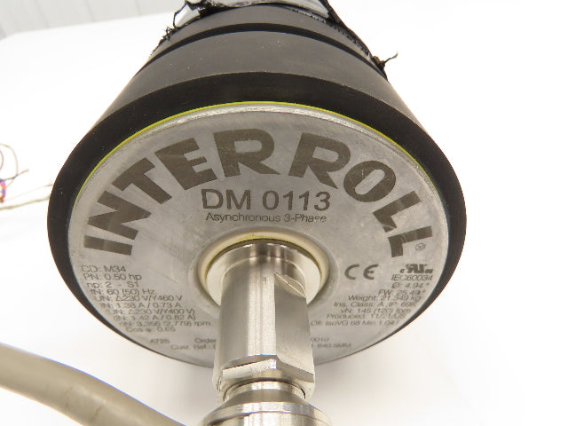 Interroll DM0113 Drum Motor 5" Motorized Lagged Drive Pulley 230/460V 3PH