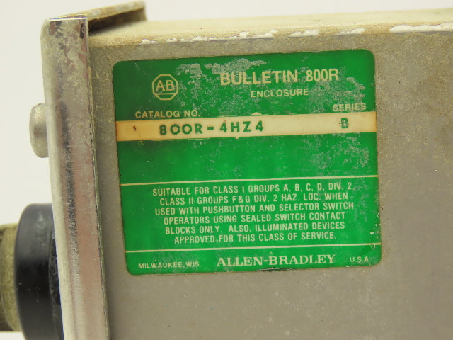 Allen Bradley 800R-4HZ4 Pushbutton 30mm Operator Control Station Enclosure SS